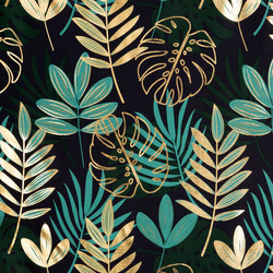 Zavjesa 140x250 s motivom egzotičnog lišća i sjajnim printom Malta