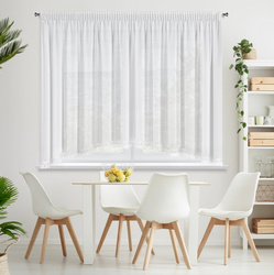 Kratka bijela šifonska zavjesa ukrašena aplikacijom, 400x160 cm- LORETA