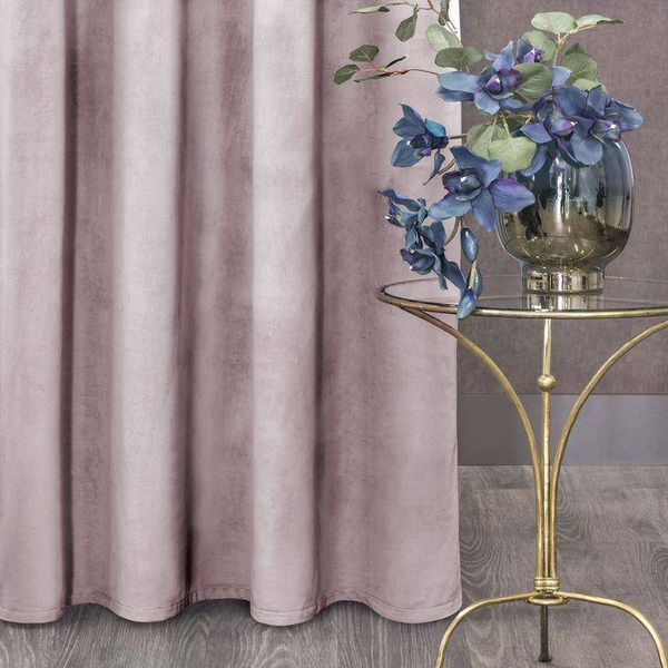 Zavjesa od jednobojnog mekog baršuna trakasta 140x270 cm ružičasta ROSA  