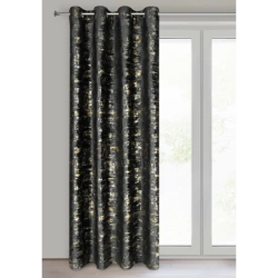 Crna i zlatna baršunasta zavjesa ukrašena sjajnim printom 140x250 Tami