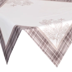 Baršunasti stolnjak, salveta 85x85 s božićnim motivom i ukrasnim kariranim rubom Holly