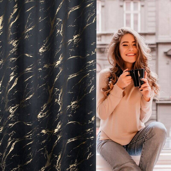 Gotova zavjesa 140x250 od baršuna ukrašena sjajnim mramorom Molly