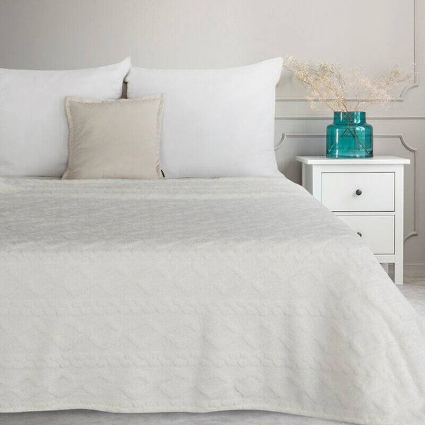 Deka bijela s ukrasnom pletenicom 200x220 