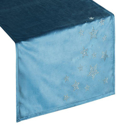 Trkač za stol božićni tamnoplavi baršunasti stolnjak ukrašen aplikacijom od štrasa 40x140 Dalia