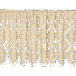 Kuhinjska zavjesa u boho stilu ukrašena suptilnim resama 150x60 cm MOLY tunel