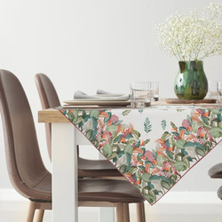 Stolnjak, salveta, 85x85  s otisnutim botaničkim motivom Ines 2 s dodatkom lana