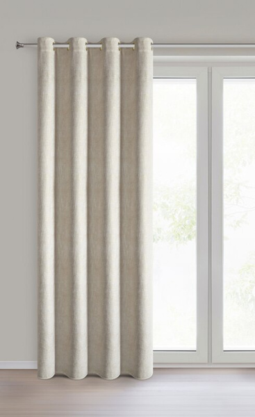 Krem zavjesa od šenil tkanine sa sjajnim koncem 140x250 cm sa zlatnim ušicama - BITSY