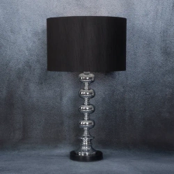 Crna stolna lampa s bazom od mramora i metala i abažurom od mat tkanine 36x23x61 Niki 01