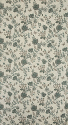 Prirodno plava zavjesa 140x250 od tkanine s dodatkom lana, ukrašena biljnim printom - TALI