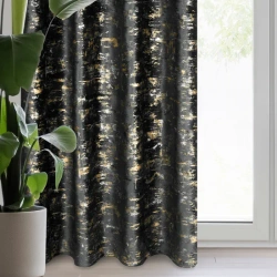 Crna i zlatna baršunasta zavjesa ukrašena sjajnim printom 140x250 Tami