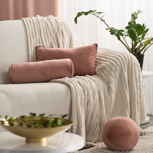 Ukrasni jastuk, kugla O 24 cm od baršuna s kontrastnim rubom Gaja  