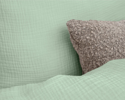 Zelena posteljina od muslina zgužvana, nije potrebno glačanje, 100% pamuk 