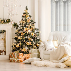 Božićna zavjesa od gaze ukrašena aplikacijom s motivom zvijezde, 140x250 cm - XMAS