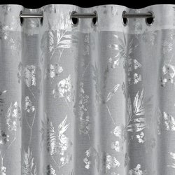 Bijelo-srebrna mrežasta zavjesa s biljnim motivom, 140x250 cm - DELIA