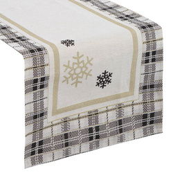 Nadstolnjak goblen s motivom zlatne pahulje i ukrasnim kariranim rubom 45x140 Angel