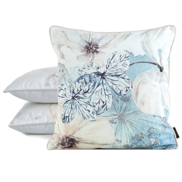 PREMIUM dvostrana jastučnica 45x45 od mekog baršuna s cvjetnim motivom i rubnim detaljima VELVET