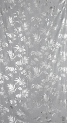 Bijelo-srebrna mrežasta zavjesa s biljnim motivom, 140x250 cm - DELIA