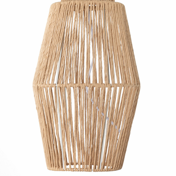 Lampa dekorativna bijela u boho stilu na bež podlozi koja imitira ratan Frida 40X40X69