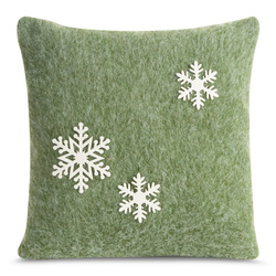 Božićna filcana jastučnica 40x40 cm u zelenoj i bijeloj boji s aplikacijom pahuljica