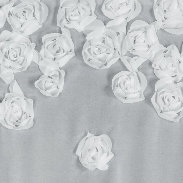 Bijela šifonska zavjesa ukrašena trodimenzionalnim ružama, 350x270 cm, traka - DIANA