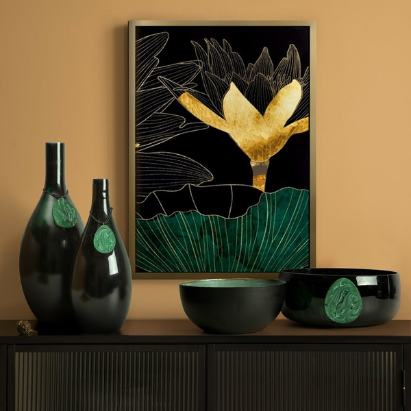 Slika s otiskom lišća i cvijeća u zlatnom okviru 484C 53x73