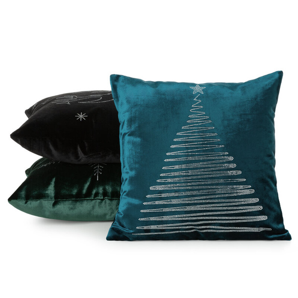 Božićna jastučnica 45x45 cm baršunasta ukrašena dijamantima ROYAL