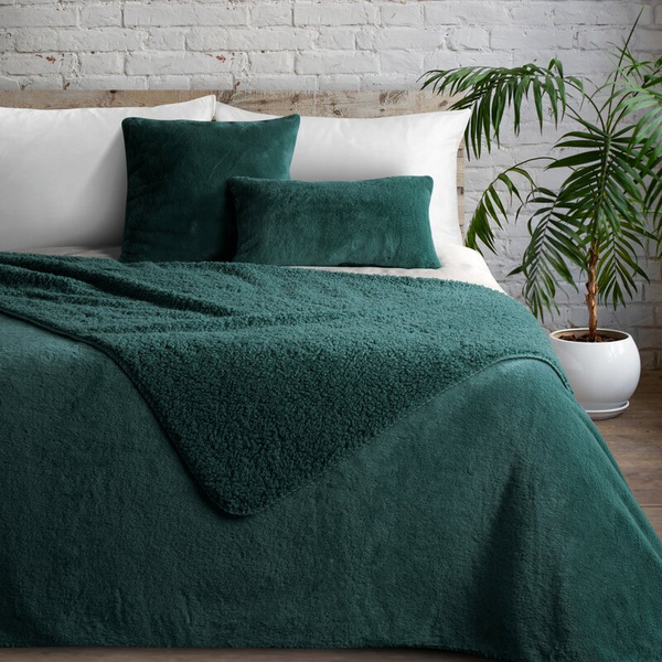 Zimska deka 220x240 cm, dvostrani prekrivač od ugodnog krzna i tkanine s uzorkom janjeće kože, NINA Premium