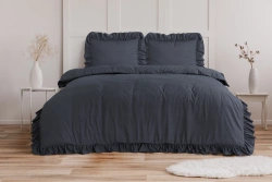 Elegantna siva posteljina s volanima 140x200/220 RufflesWhite