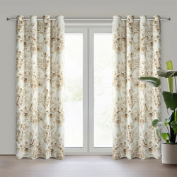 Bež i zlatna zavjesa za zamračivanje s cvjetnim printom i sjajnim detaljima, 140x250 cm - OLENI