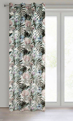 Zavjesa bijela, srebrna s uzorkom egzotičnog lišća od baršuna 140x250 cm MALIBU