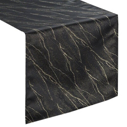 Crni nadstolnjak ukrašen sjajnim zlatnim uzorkom mramora, otporan na mrlje 40x140 Suzana