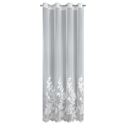 Krem mrežasta zavjesa ukrašena vezom s koncem boje šampanjca, 140x250 cm - ALIRA