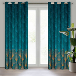 Zavjesa od mekanog baršuna s motivom lotosovog lista 140x250 na ušicama, Limited Collection Lotos 2