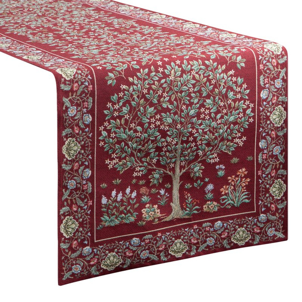 Goblen nadstolnjak 40x100 ukrašen tkanim cvjetnim motivom 