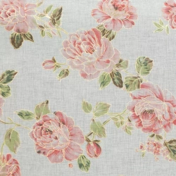 Zavjesa 140x250 ukrašena printom ruža s dodatkom zlata, izrađena od gaze, MELA 