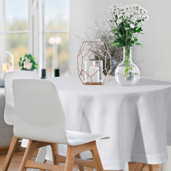 Okrugli stolnjak s lanenim tkanjem i sjajnim koncem, završen dvostrukom trakom na rubovima ∅ 180 cm Bianca 2