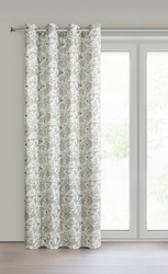 Zavjesa s prirodnim tkanjem i dodatkom lana, prirodne boje s botaničkim uzorkom ukrašenim zlatnim detaljima, 140x250 rupice - LUCINA 2