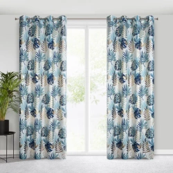 Zavjesa 140x250 s motivom egzotičnog lišća i sjajnim printom Malta