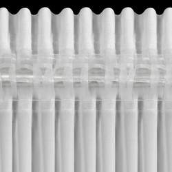 Bijela šifonska zavjesa 300x120 ukrašena 3D aplikacijom ruže, traka - ROSES8 - Eva Minge