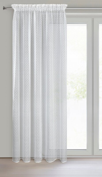 Bijela zavjesa s finim geometrijskim uzorkom, 140x270 cm, ALAYA 