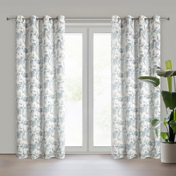 Zavjesa od tkanine s dodatkom lana, ukrašena printom, 140x250 cm,