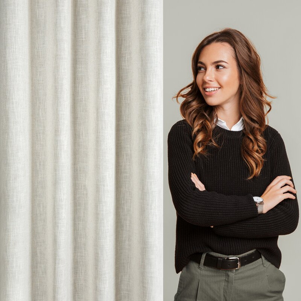 Prirodna zavjesa s vidljivim i prirodnim tkanjem s daškom lana, 140x250 cm - ELINA