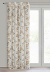 Zavjesa 140x250 ukrašena printom ruža s dodatkom zlata, izrađena od gaze, MELA 