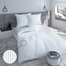 Satenska navlaka za poplun 140x200 damast pruga 1cm bijela 150g/m2 EXCLUSIV za apartmane