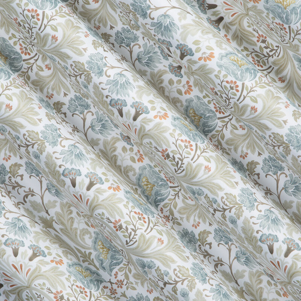 Zavjesa za zamračivanje, bijela i plava, ukrašena biljnim printom, 135x270 cm- ASHLEY