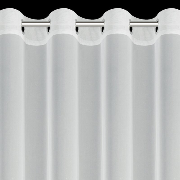 Bijela mrežasta zavjesa ukrašena cvijećem i malim 3D perlicama,, 140x250 cm, rupice - JASMIN 2 Eva Minge