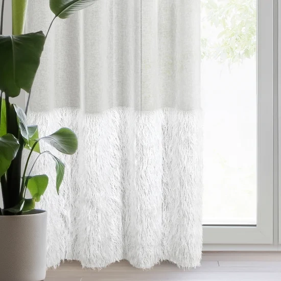 Zavjesa 140x250 od gaze ukrašena moher koncem MARGARET 2 