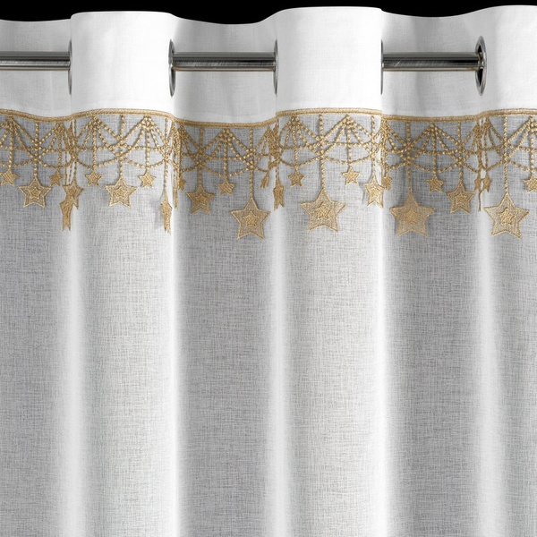 Božićna zavjesa od gaze ukrašena aplikacijom s motivom zvijezde, 140x250 cm - XMAS