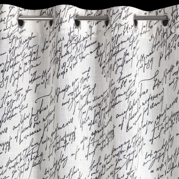 Zavjesa od tkanine s dodatkom lana, ukrašena printom, 140x250 cm,