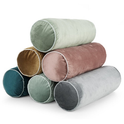 Ukrasni jastuk, valjak 15x45 od baršuna s kontrastnim rubom Gaja